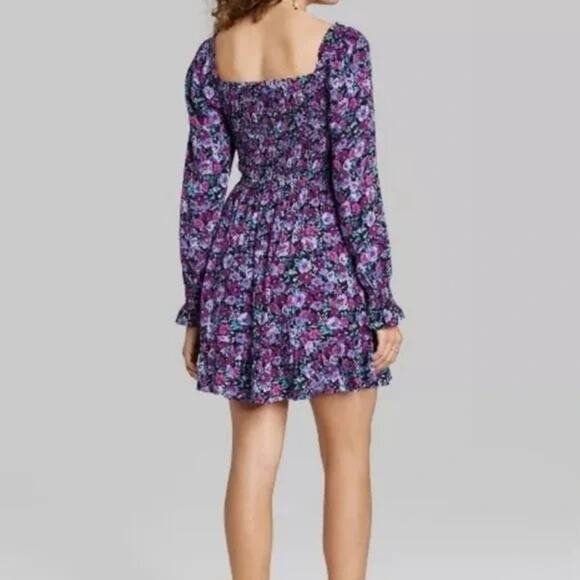 Wild Fable Long Sleeve Floral Mini Dress M - Picture 6 of 13
